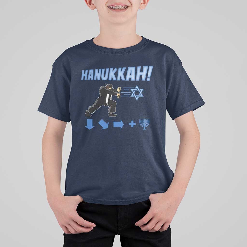 Funny Hanukkah Arcade Game T Shirt For Kid Jewish Fighter Menorah Star Of David - Wonder Print Shop