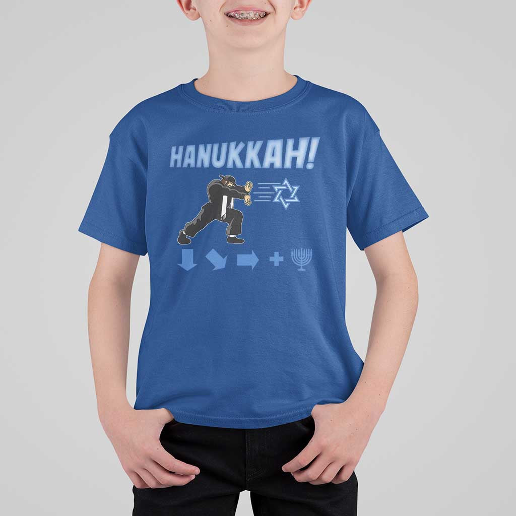 Funny Hanukkah Arcade Game T Shirt For Kid Jewish Fighter Menorah Star Of David - Wonder Print Shop