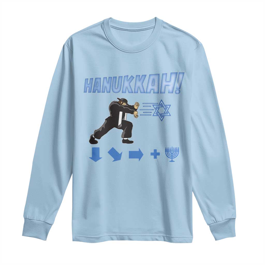 Funny Hanukkah Arcade Game Long Sleeve Shirt Jewish Fighter Menorah Star Of David - Wonder Print Shop