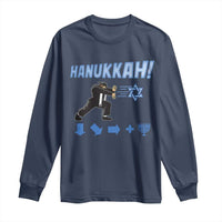 Funny Hanukkah Arcade Game Long Sleeve Shirt Jewish Fighter Menorah Star Of David - Wonder Print Shop