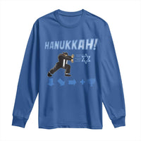 Funny Hanukkah Arcade Game Long Sleeve Shirt Jewish Fighter Menorah Star Of David - Wonder Print Shop