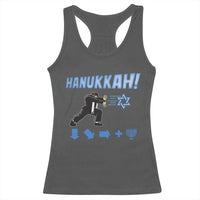 Funny Hanukkah Arcade Game Racerback Tank Top Jewish Fighter Menorah Star Of David - Wonder Print Shop