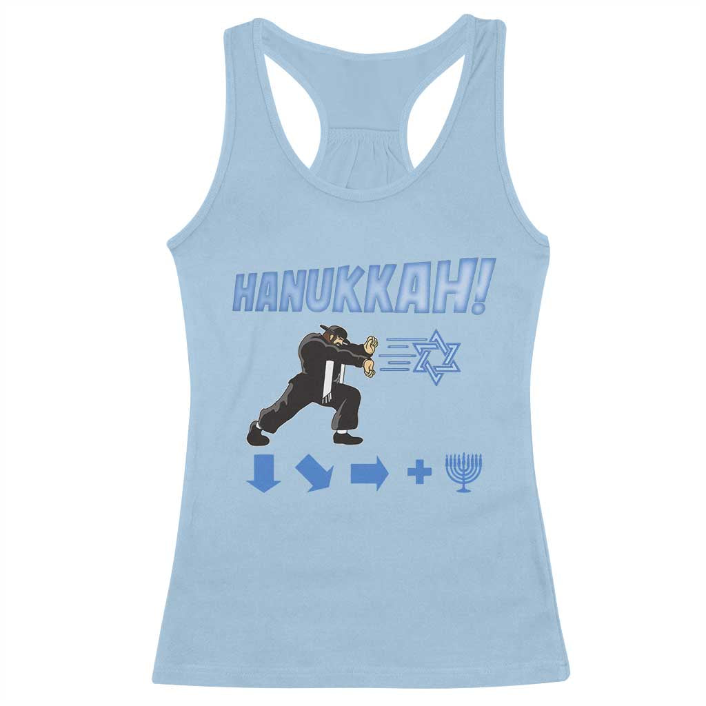Funny Hanukkah Arcade Game Racerback Tank Top Jewish Fighter Menorah Star Of David - Wonder Print Shop