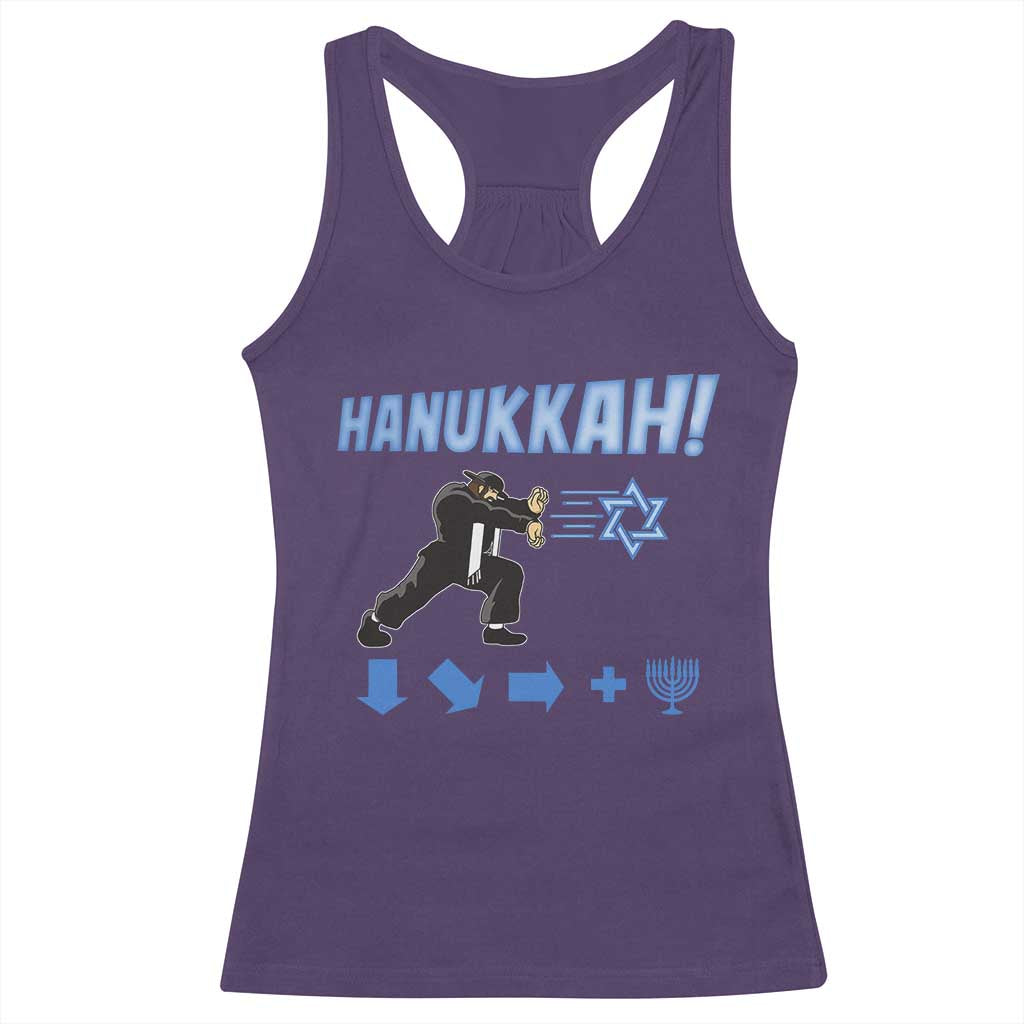 Funny Hanukkah Arcade Game Racerback Tank Top Jewish Fighter Menorah Star Of David - Wonder Print Shop