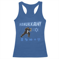 Funny Hanukkah Arcade Game Racerback Tank Top Jewish Fighter Menorah Star Of David - Wonder Print Shop