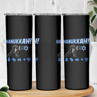 Funny Hanukkah Arcade Game Skinny Tumbler Jewish Fighter Menorah Star Of David - Wonder Print Shop