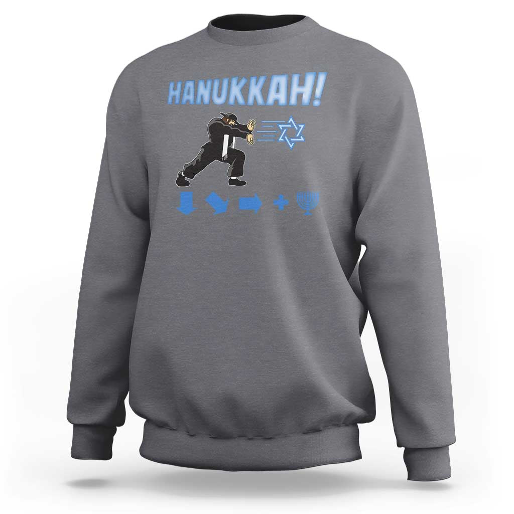 Funny Hanukkah Arcade Game Sweatshirt Jewish Fighter Menorah Star Of David - Wonder Print Shop