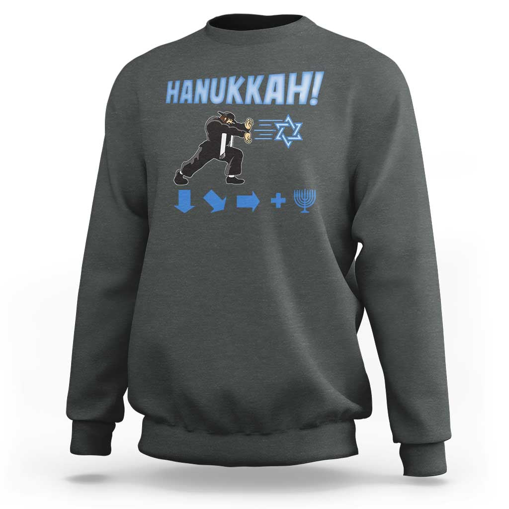 Funny Hanukkah Arcade Game Sweatshirt Jewish Fighter Menorah Star Of David - Wonder Print Shop