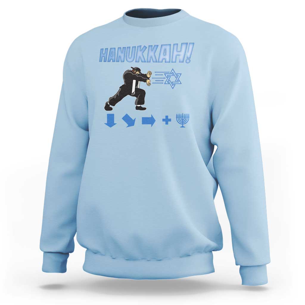 Funny Hanukkah Arcade Game Sweatshirt Jewish Fighter Menorah Star Of David - Wonder Print Shop