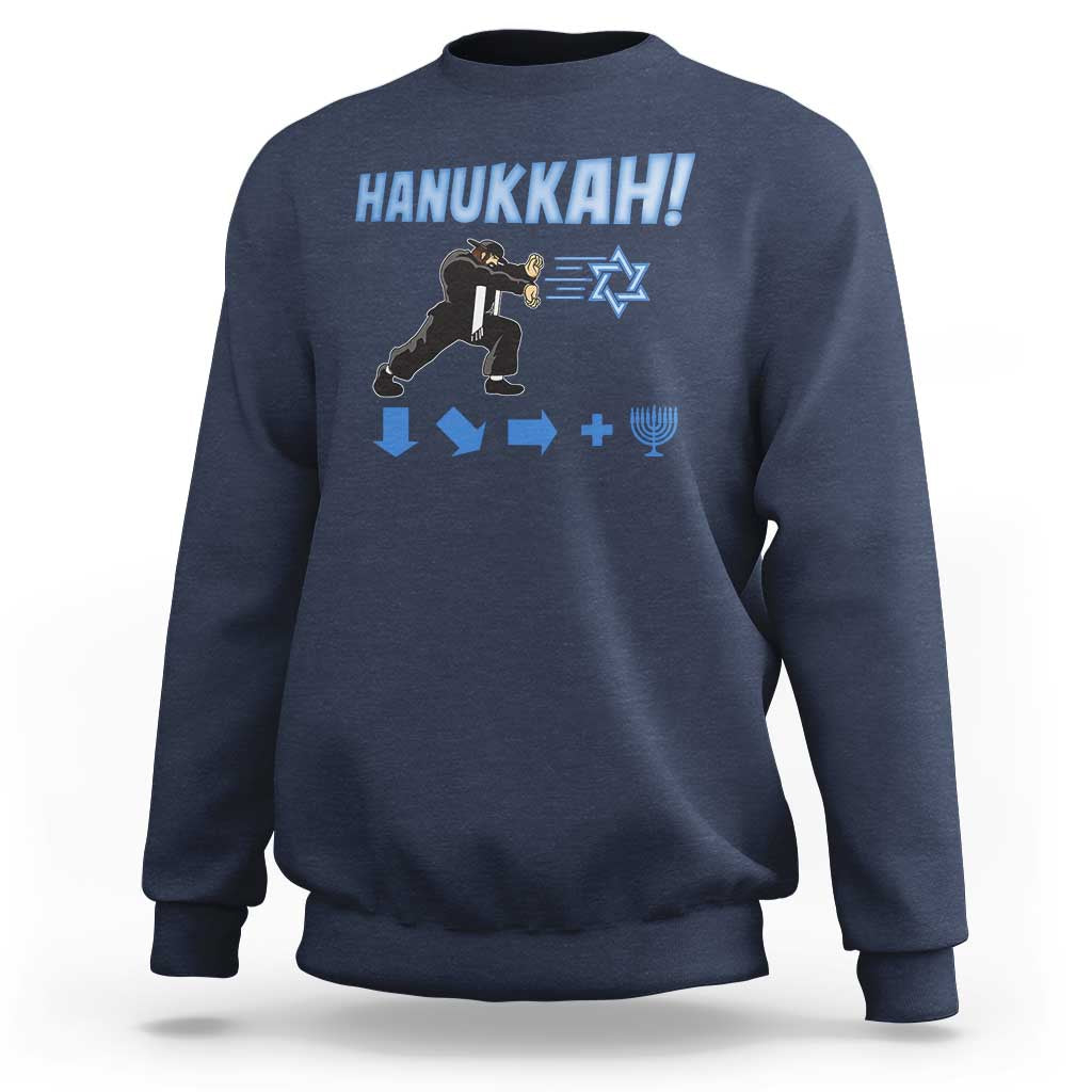 Funny Hanukkah Arcade Game Sweatshirt Jewish Fighter Menorah Star Of David - Wonder Print Shop