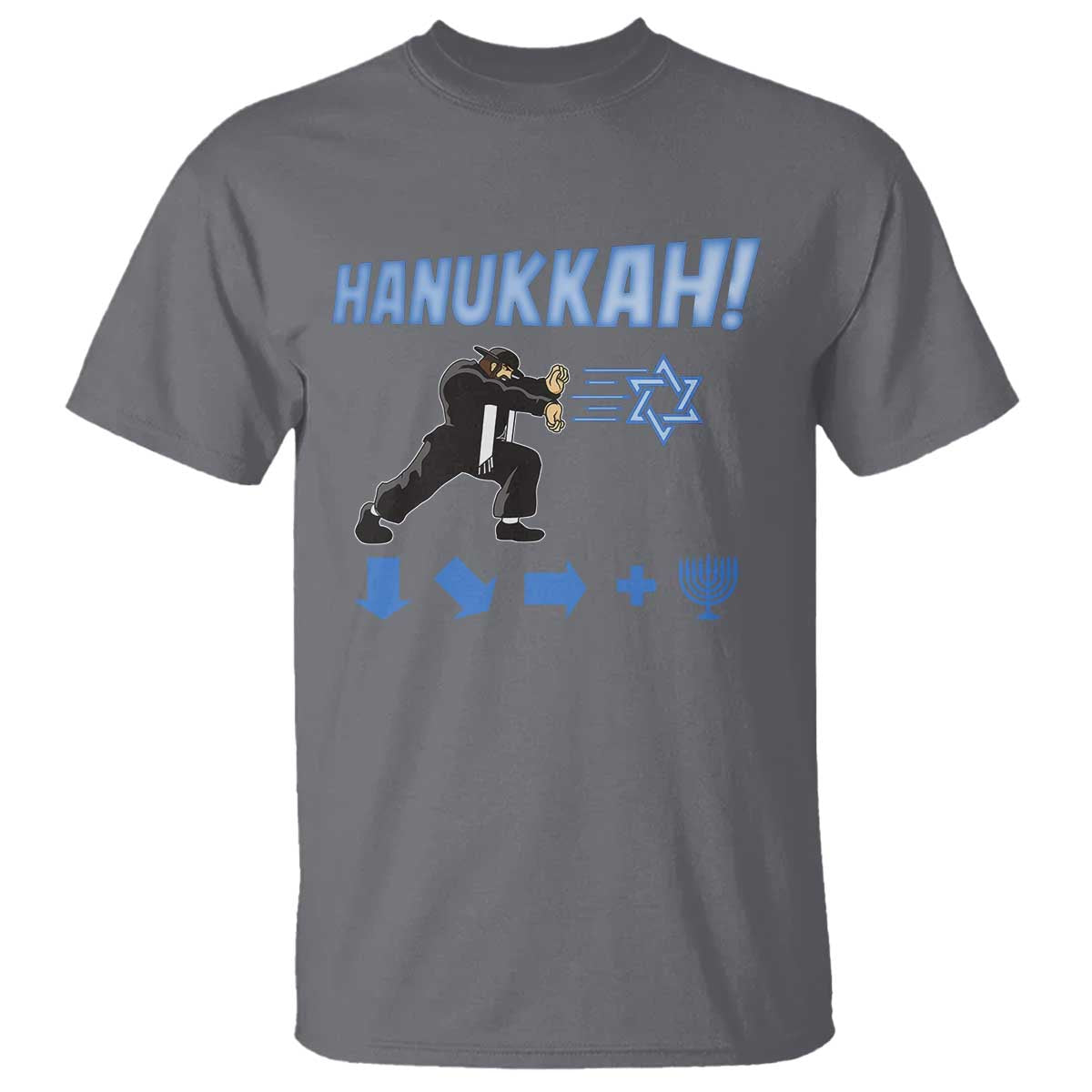 Funny Hanukkah Arcade Game T Shirt Jewish Fighter Menorah Star Of David - Wonder Print Shop
