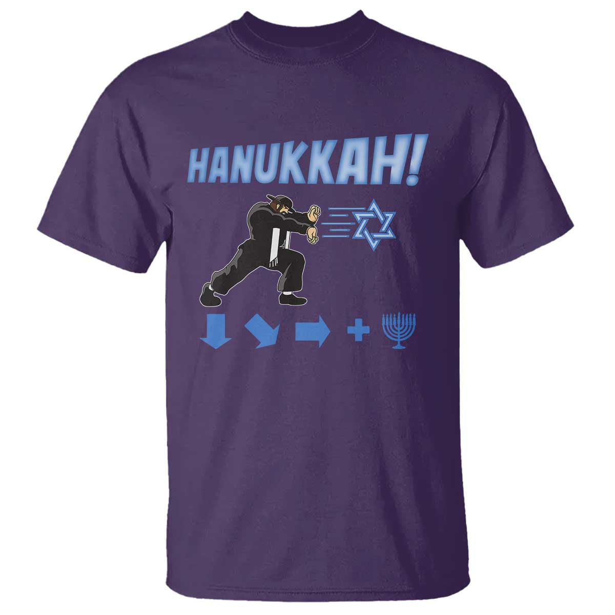 Funny Hanukkah Arcade Game T Shirt Jewish Fighter Menorah Star Of David - Wonder Print Shop