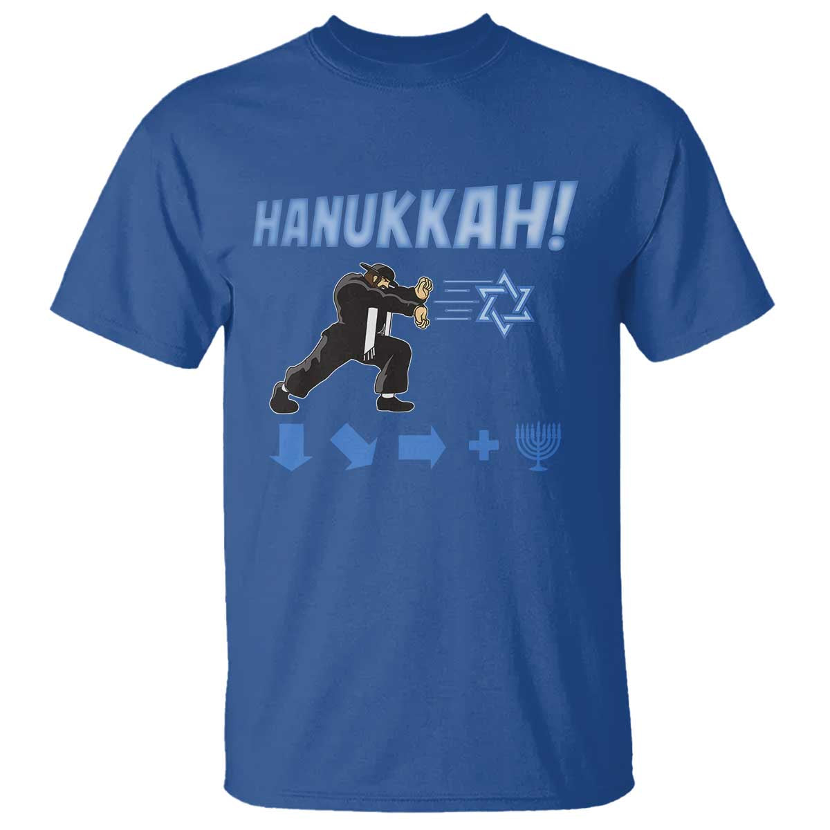 Funny Hanukkah Arcade Game T Shirt Jewish Fighter Menorah Star Of David - Wonder Print Shop