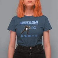 Funny Hanukkah Arcade Game T Shirt For Women Jewish Fighter Menorah Star Of David - Wonder Print Shop