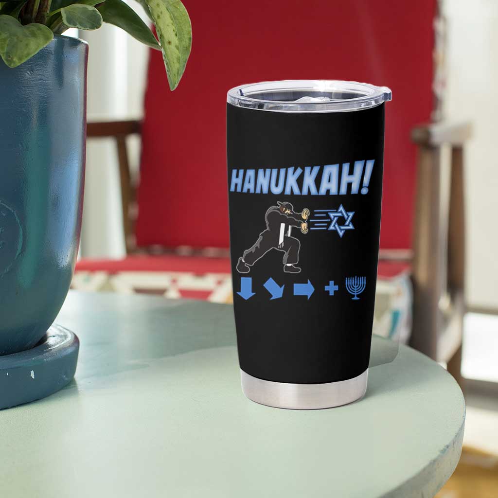Funny Hanukkah Arcade Game Tumbler Cup Jewish Fighter Menorah Star Of David - Wonder Print Shop