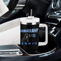 Funny Hanukkah Arcade Game Tumbler With Handle Jewish Fighter Menorah Star Of David - Wonder Print Shop
