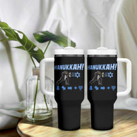 Funny Hanukkah Arcade Game Tumbler With Handle Jewish Fighter Menorah Star Of David - Wonder Print Shop