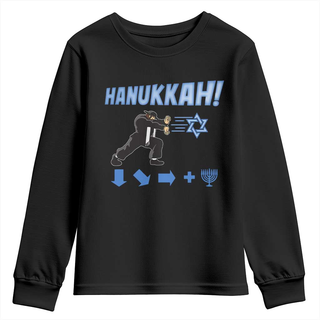 Funny Hanukkah Arcade Game Youth Sweatshirt Jewish Fighter Menorah Star Of David - Wonder Print Shop