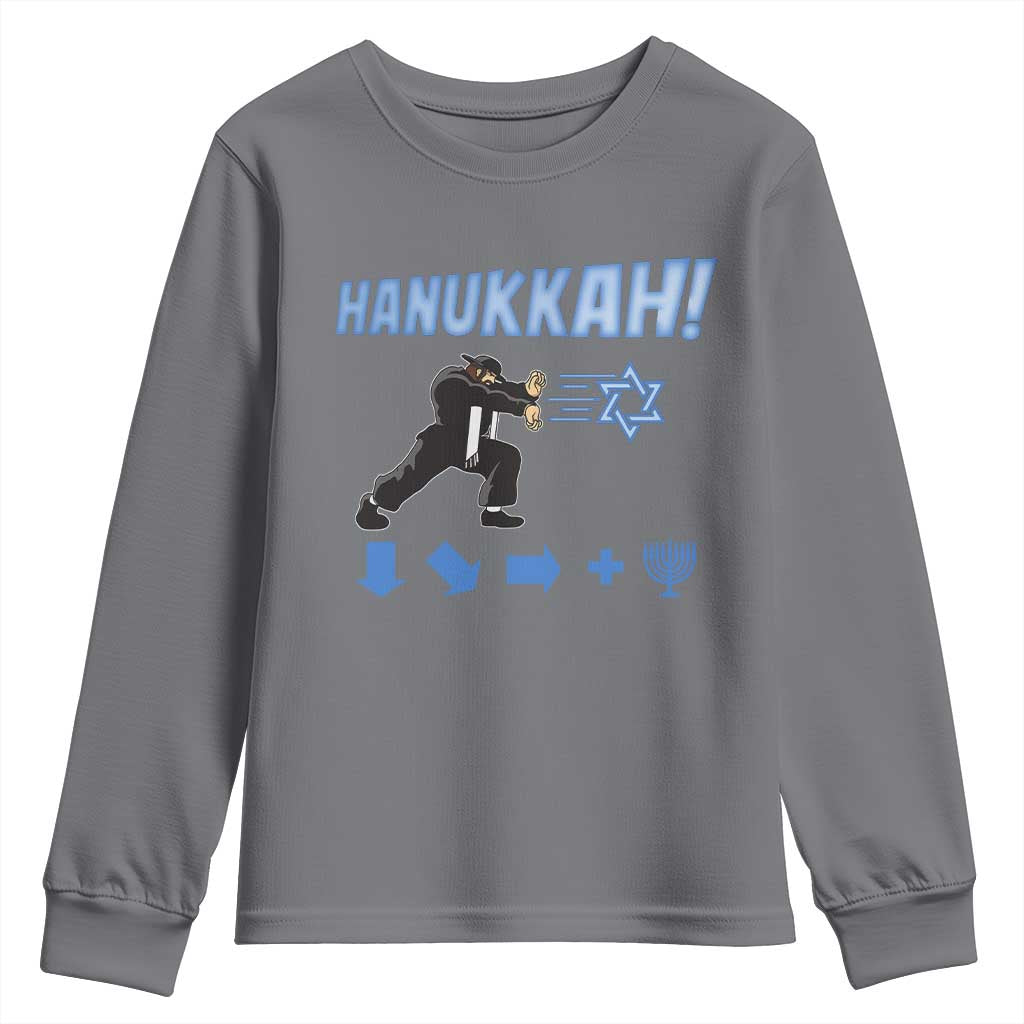 Funny Hanukkah Arcade Game Youth Sweatshirt Jewish Fighter Menorah Star Of David - Wonder Print Shop
