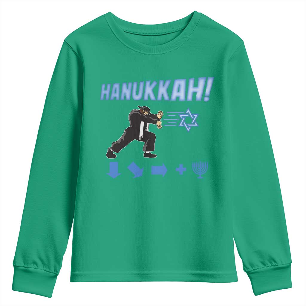 Funny Hanukkah Arcade Game Youth Sweatshirt Jewish Fighter Menorah Star Of David - Wonder Print Shop