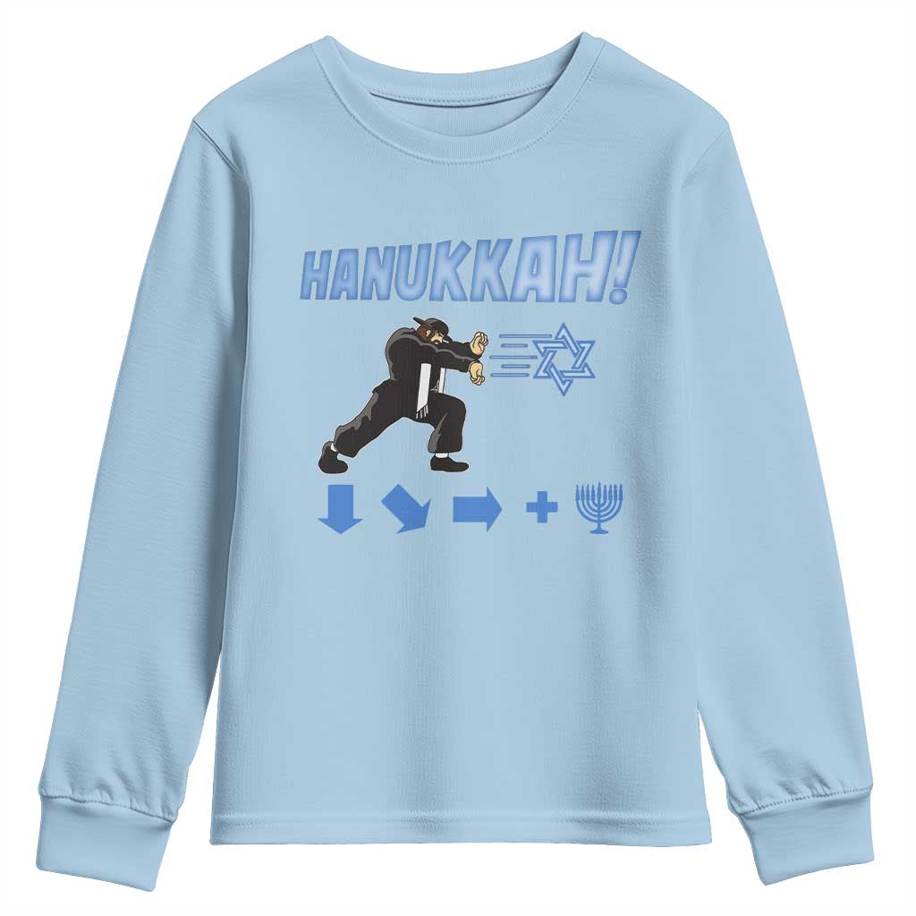 Funny Hanukkah Arcade Game Youth Sweatshirt Jewish Fighter Menorah Star Of David - Wonder Print Shop