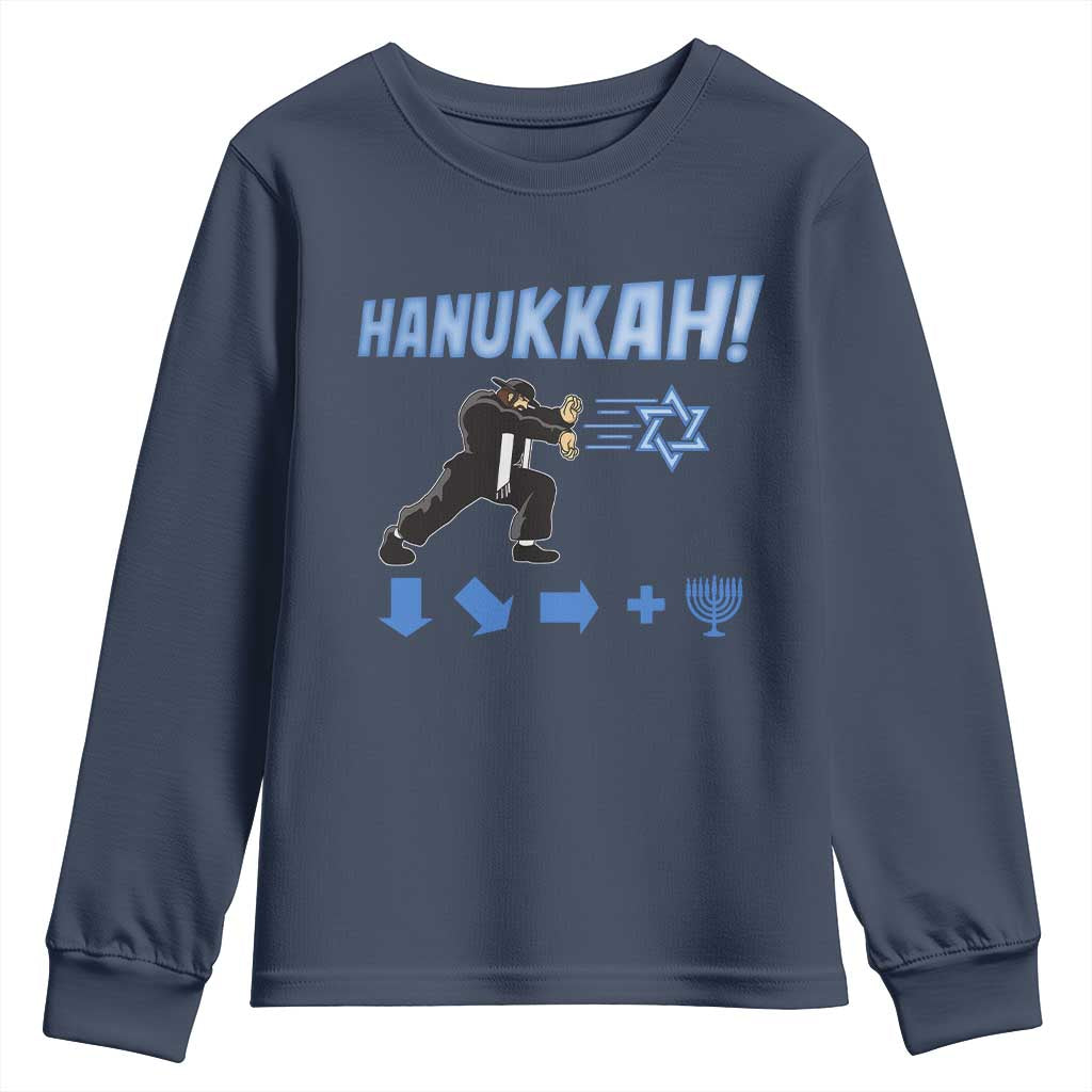 Funny Hanukkah Arcade Game Youth Sweatshirt Jewish Fighter Menorah Star Of David - Wonder Print Shop
