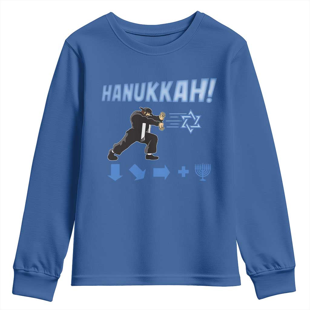 Funny Hanukkah Arcade Game Youth Sweatshirt Jewish Fighter Menorah Star Of David - Wonder Print Shop