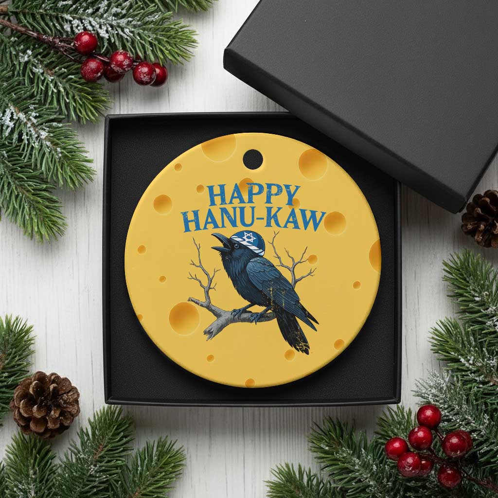 Funny Hanukkah Crow Ceramic Ornament Happy Hanukaw Jewish Holiday - Wonder Print Shop