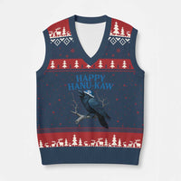 Funny Hanukkah Crow V-Neck Knit Sweater Vest Happy Hanukaw Jewish Holiday - Wonder Print Shop