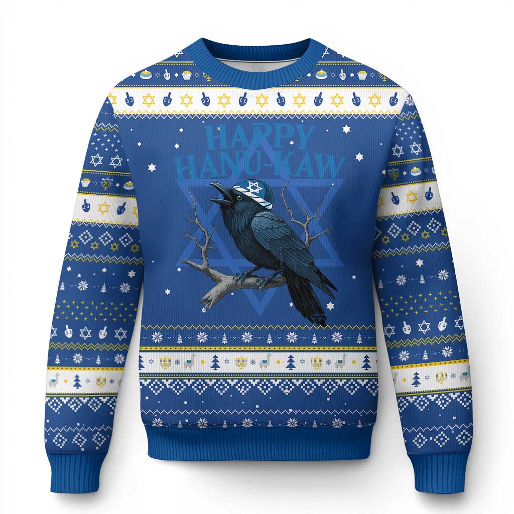 Funny Hanukkah Crow Hanukkah Ugly Sweater Happy Hanukaw Jewish Holiday - Wonder Print Shop