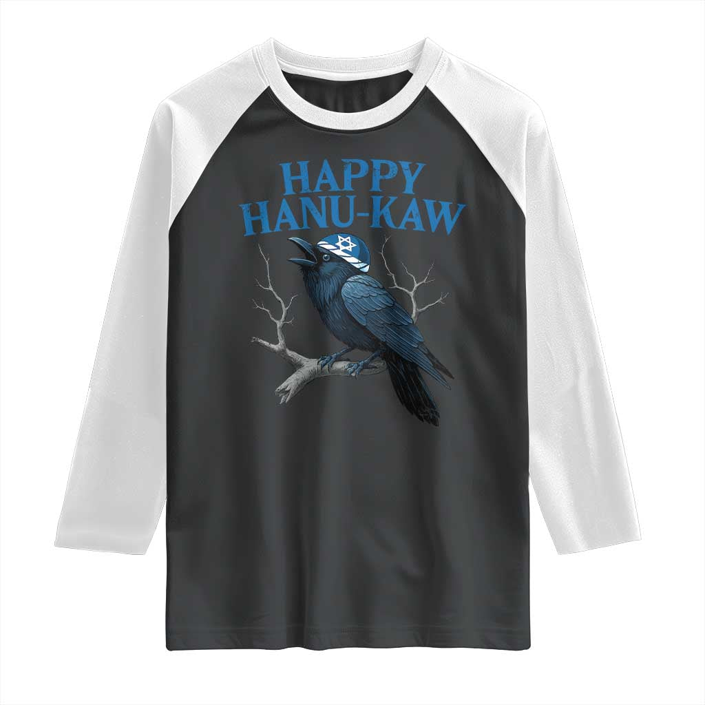 Funny Hanukkah Crow Raglan Shirt Happy Hanukaw Jewish Holiday - Wonder Print Shop