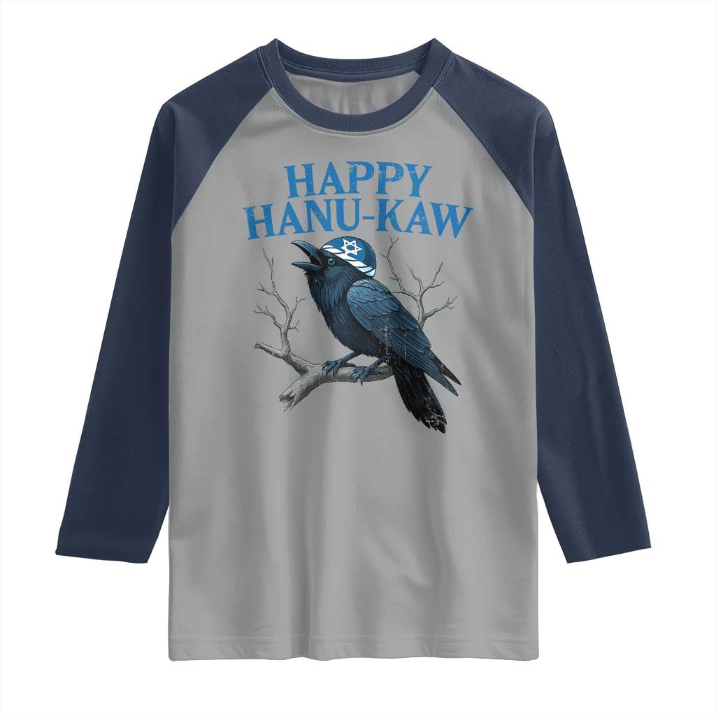 Funny Hanukkah Crow Raglan Shirt Happy Hanukaw Jewish Holiday - Wonder Print Shop