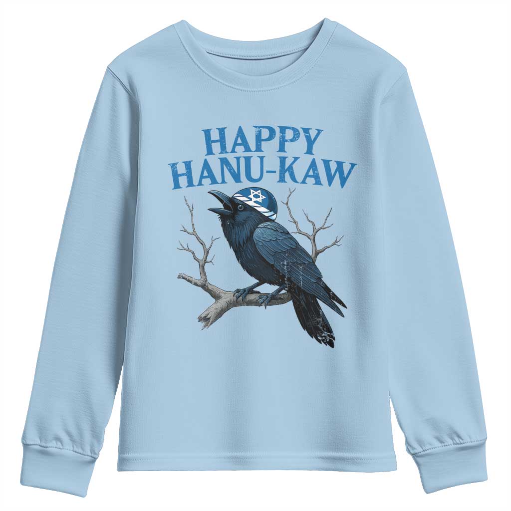Funny Hanukkah Crow Youth Sweatshirt Happy Hanukaw Jewish Holiday - Wonder Print Shop