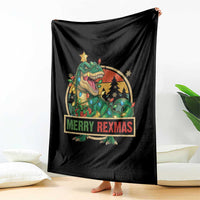 Funny Christmas Dinosaur Throw Blanket Merry Rexmas Dino Xmas Tree - Wonder Print Shop