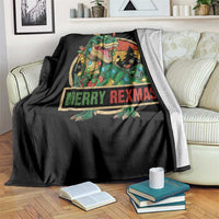 Funny Christmas Dinosaur Throw Blanket Merry Rexmas Dino Xmas Tree - Wonder Print Shop