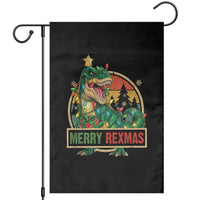 Funny Christmas Dinosaur Garden Flag Merry Rexmas Dino Xmas Tree - Wonder Print Shop