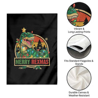 Funny Christmas Dinosaur Garden Flag Merry Rexmas Dino Xmas Tree - Wonder Print Shop