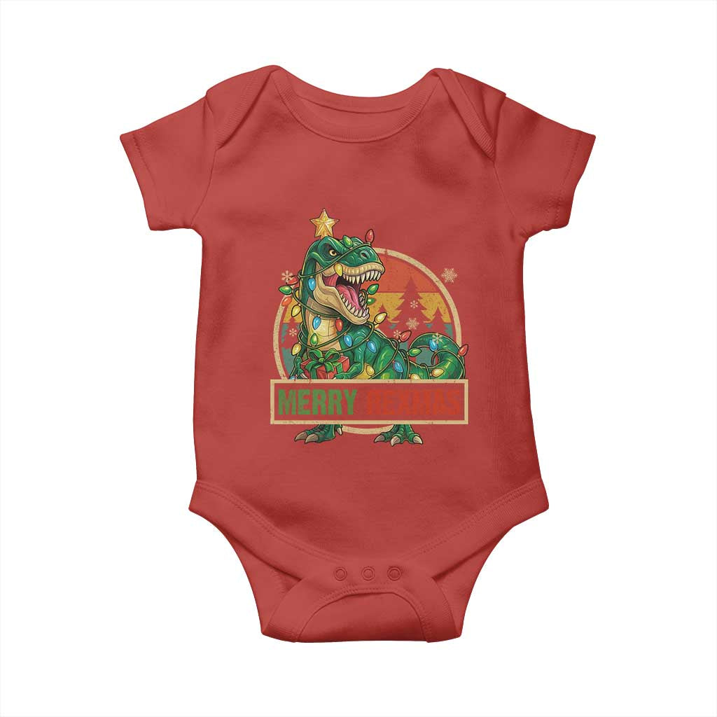 Funny Christmas Dinosaur Baby Onesie Merry Rexmas Dino Xmas Tree - Wonder Print Shop