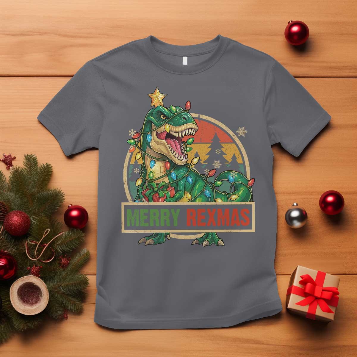 Funny Christmas Dinosaur T Shirt Merry Rexmas Dino Xmas Tree - Wonder Print Shop