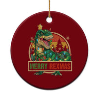 Funny Christmas Dinosaur Ceramic Ornament Merry Rexmas Dino Xmas Tree - Wonder Print Shop