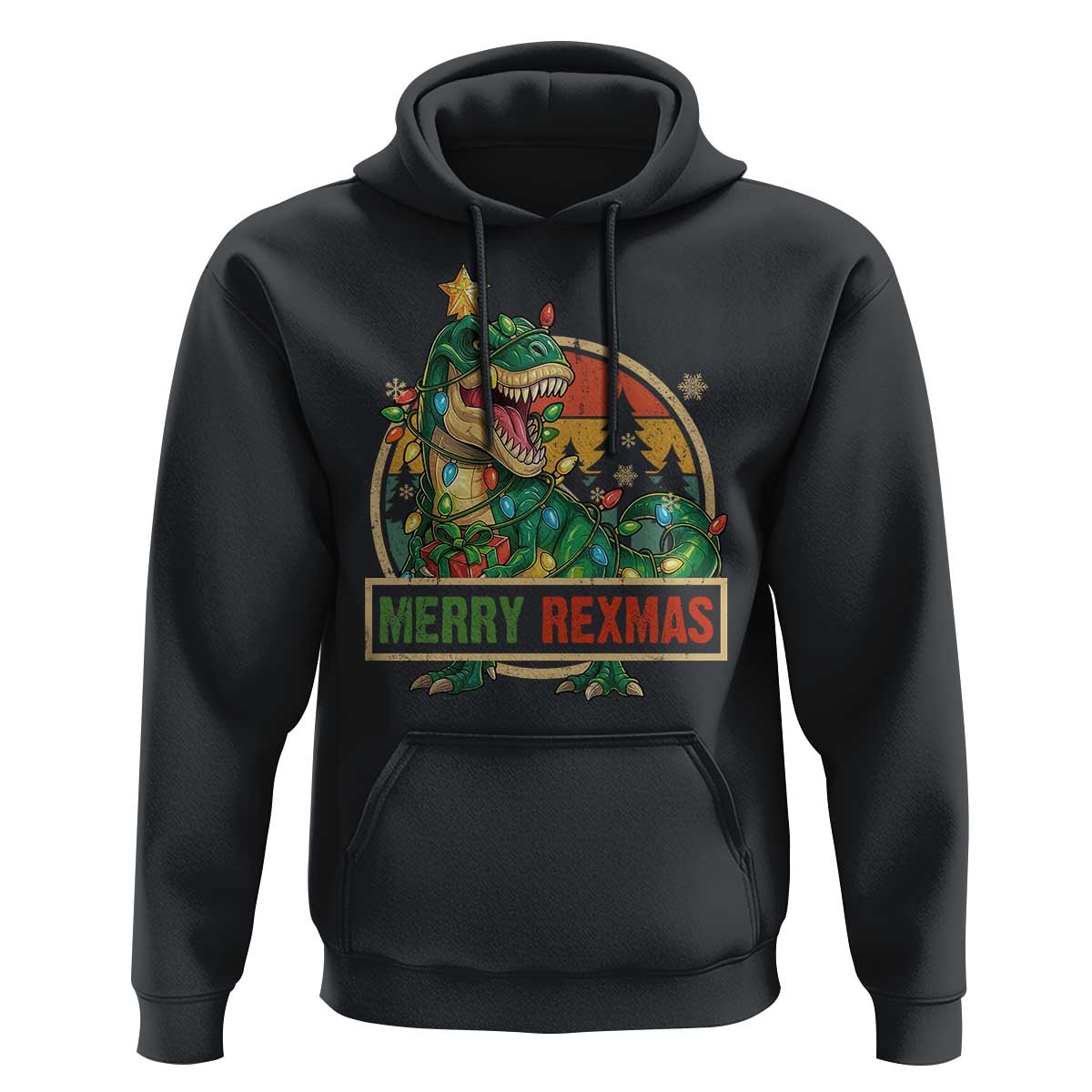 Funny Christmas Dinosaur Hoodie Merry Rexmas Dino Xmas Tree - Wonder Print Shop