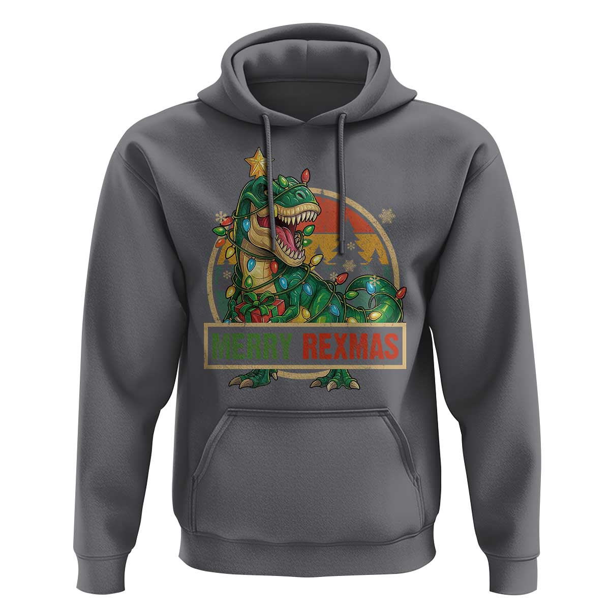 Funny Christmas Dinosaur Hoodie Merry Rexmas Dino Xmas Tree - Wonder Print Shop