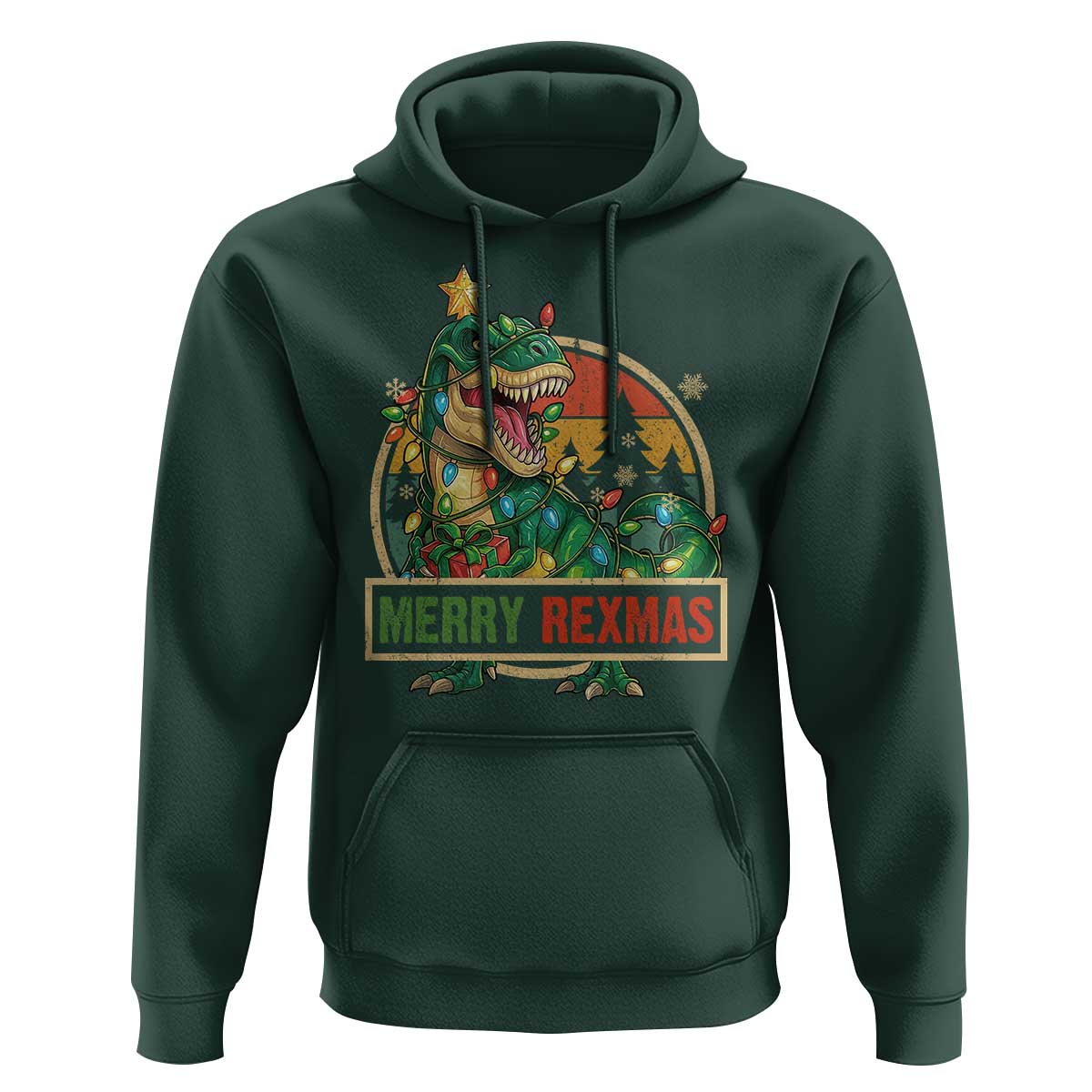 Funny Christmas Dinosaur Hoodie Merry Rexmas Dino Xmas Tree - Wonder Print Shop