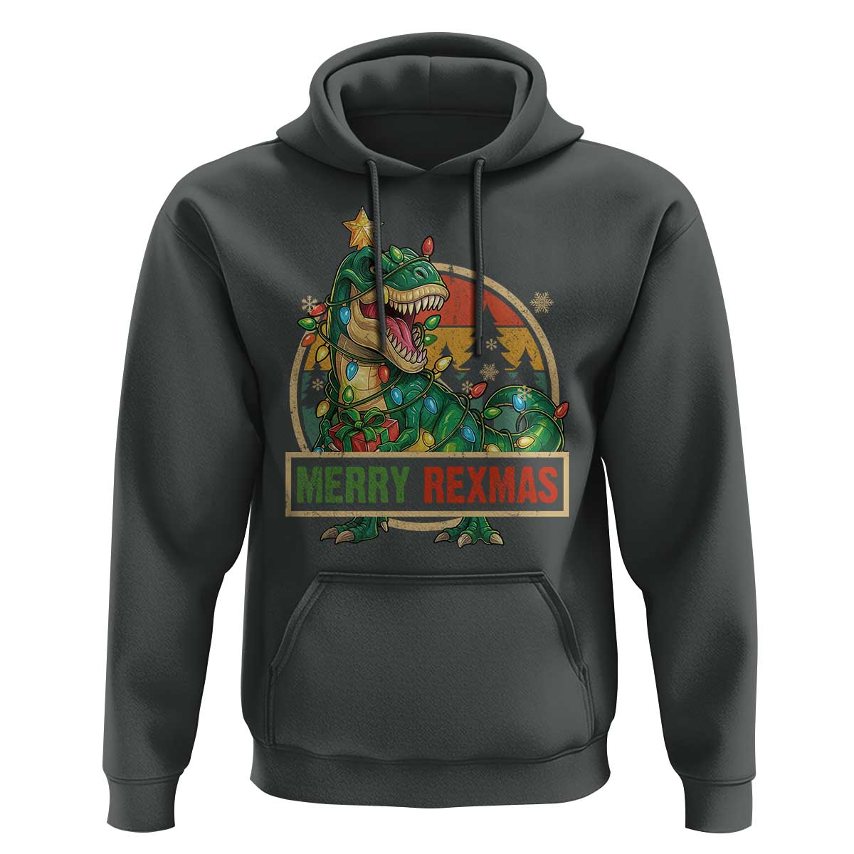 Funny Christmas Dinosaur Hoodie Merry Rexmas Dino Xmas Tree - Wonder Print Shop
