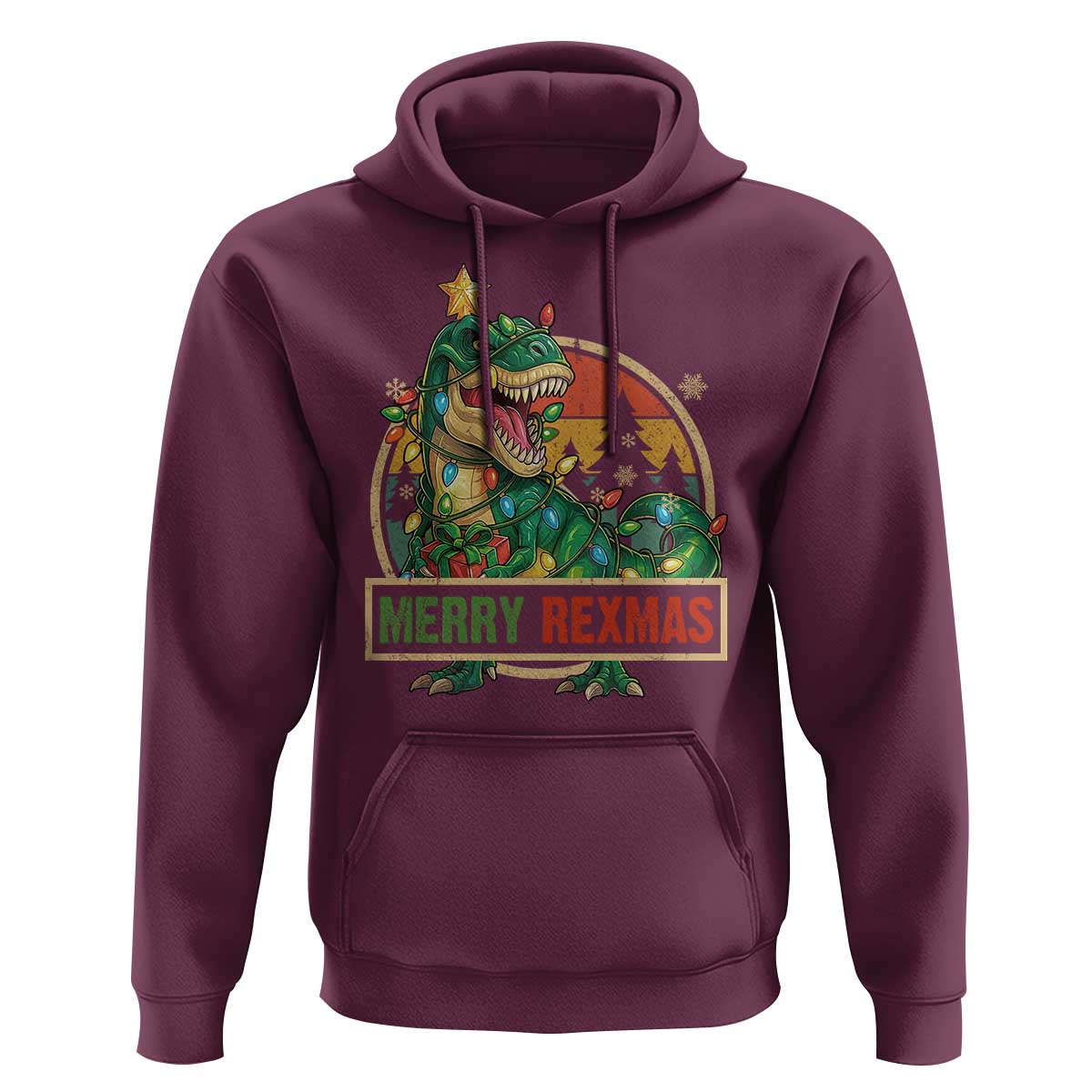 Funny Christmas Dinosaur Hoodie Merry Rexmas Dino Xmas Tree - Wonder Print Shop