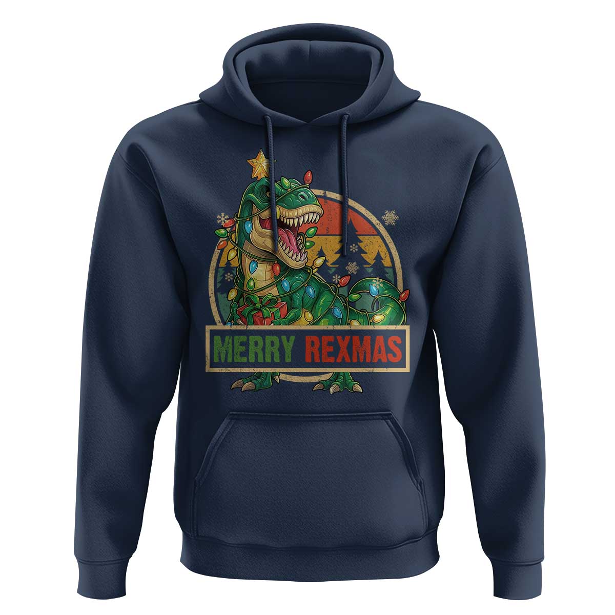 Funny Christmas Dinosaur Hoodie Merry Rexmas Dino Xmas Tree - Wonder Print Shop