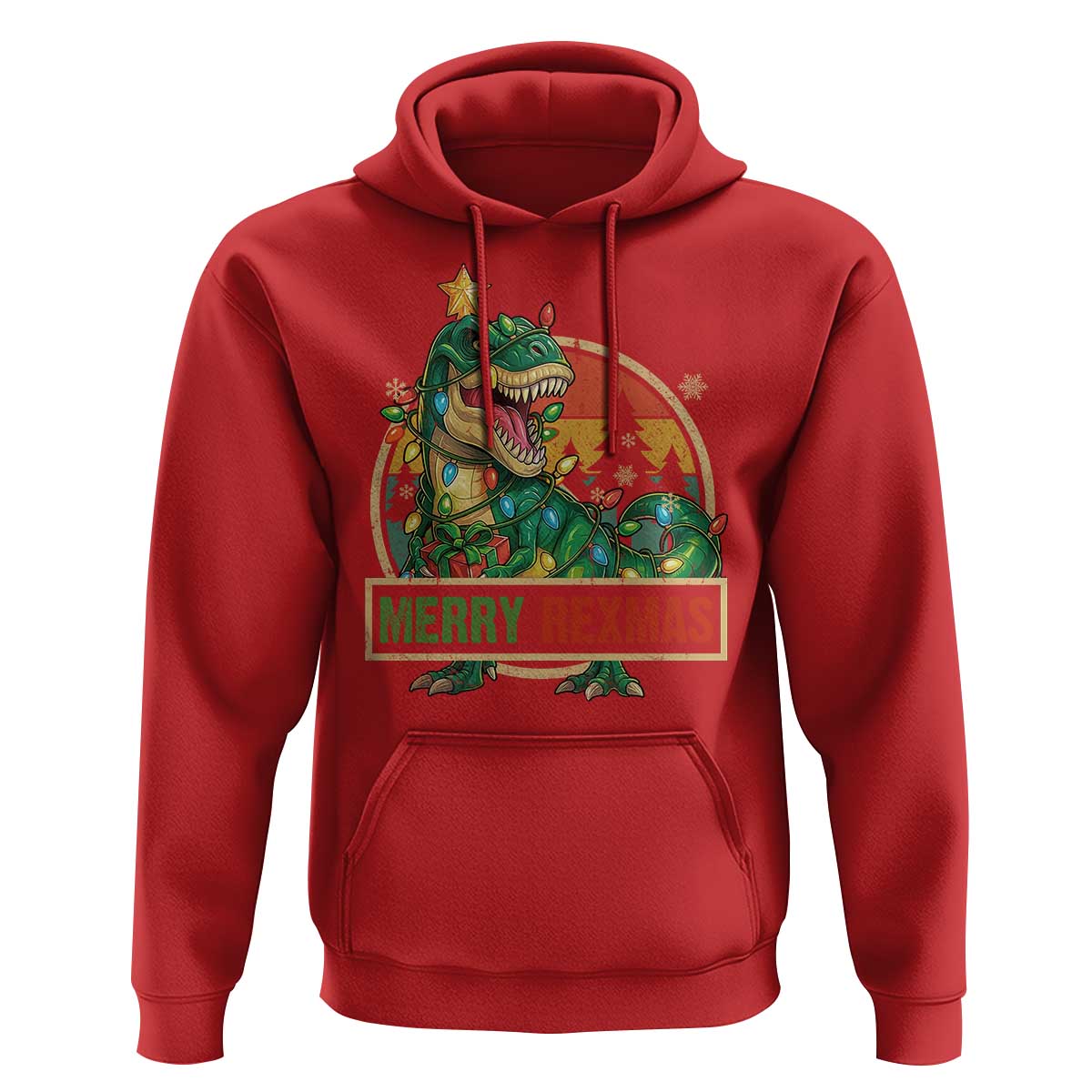 Funny Christmas Dinosaur Hoodie Merry Rexmas Dino Xmas Tree - Wonder Print Shop