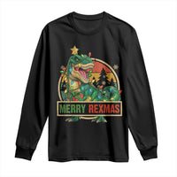Funny Christmas Dinosaur Long Sleeve Shirt Merry Rexmas Dino Xmas Tree - Wonder Print Shop