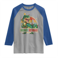 Funny Christmas Dinosaur Raglan Shirt Merry Rexmas Dino Xmas Tree - Wonder Print Shop
