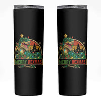 Funny Christmas Dinosaur Skinny Tumbler Merry Rexmas Dino Xmas Tree - Wonder Print Shop
